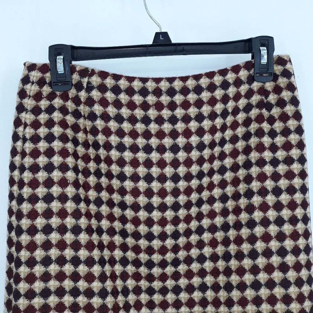 Vtg 80's Eddie Bauer Wool‎ Plaid Pencil Skirt Sz M Maroon Check Academia Grunge - Picture 5 of 10